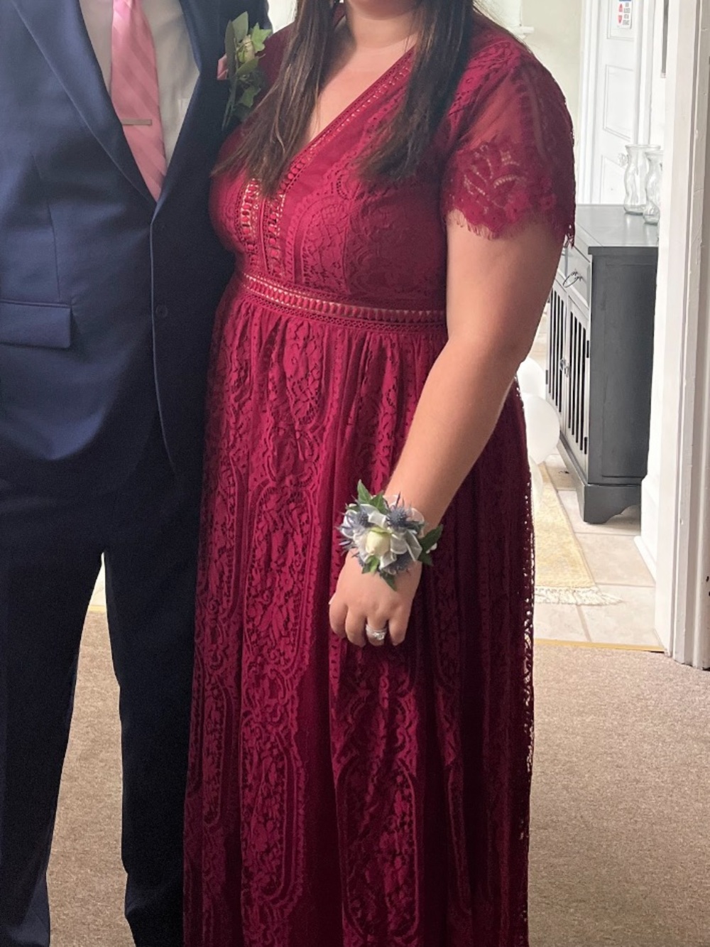 Burgundy Lace Maxi Dress